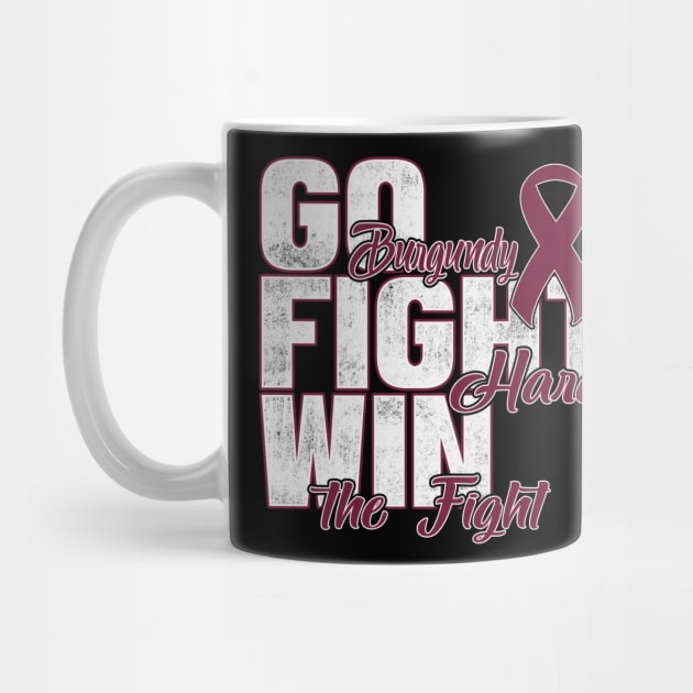 Go Burgundy Fight Hard Win The Fight Sickle Cell Awareness Burgundy Ribbon Warrior by celsaclaudio506